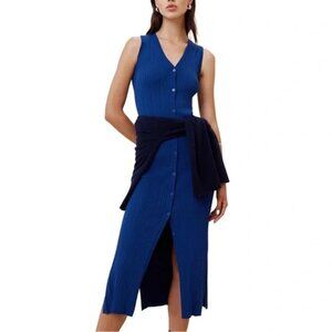 Banana Republic Blue Ribbed Sleeveless Maxi Dress